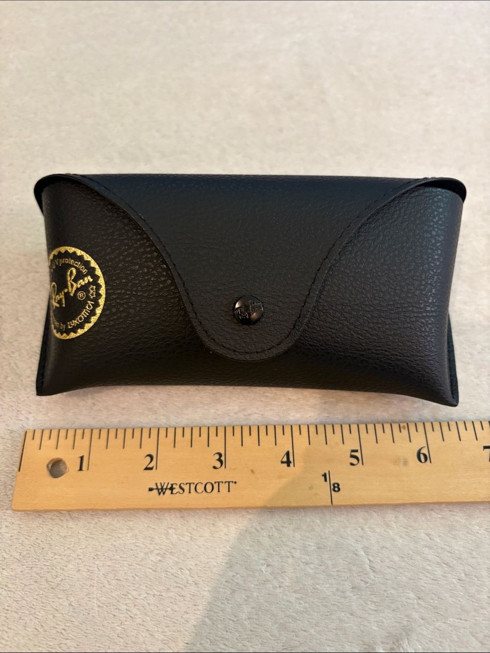 Ray-Ban Black Sunglasses Case with Gold Logo and Gray Microfiber Cloth — EMPTY - Picture 6 of 7